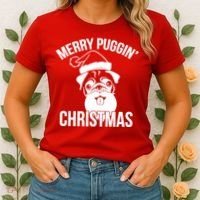 Merry Puggin Christmas Pug Women's T-Shirt thumb 2