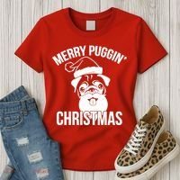 Merry Puggin Christmas Pug Women's T-Shirt thumb 3