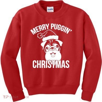Merry Puggin Christmas Pug Kids Sweatshirt