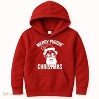 Merry Puggin Christmas Pug Kids Hoodie thumb 0
