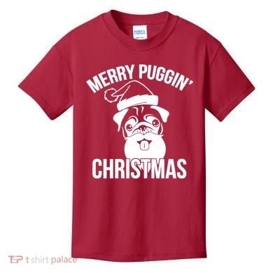 Merry Puggin Christmas Pug Kids T-Shirt