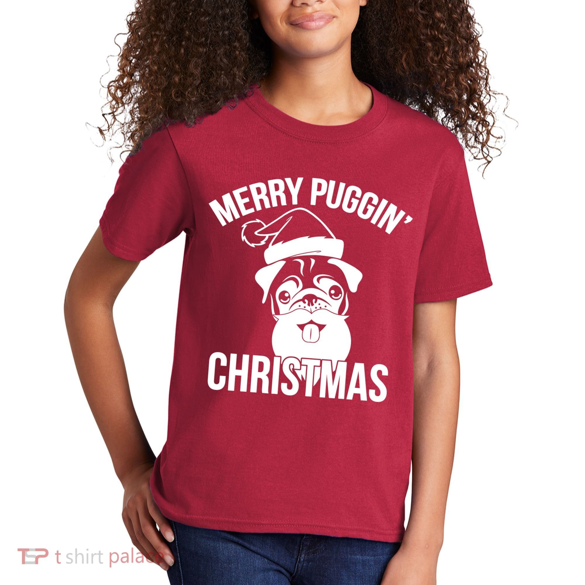 Merry Puggin Christmas Pug Kids T-Shirt
