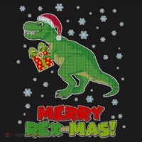 Merry Rex-Mas Ugly Christmas Long Sleeve Shirt thumb 2