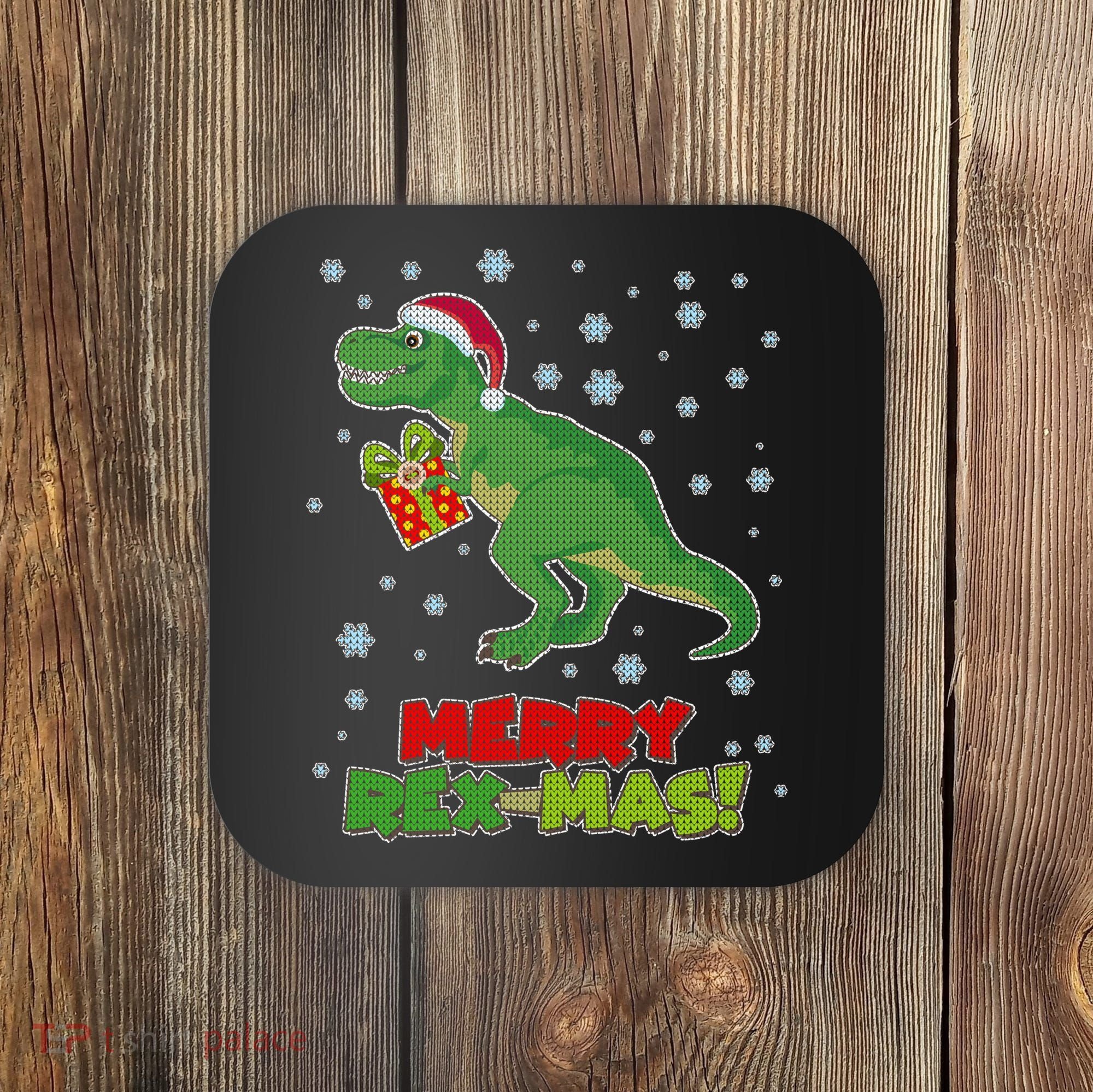 Merry Rex-Mas Ugly Christmas Coaster