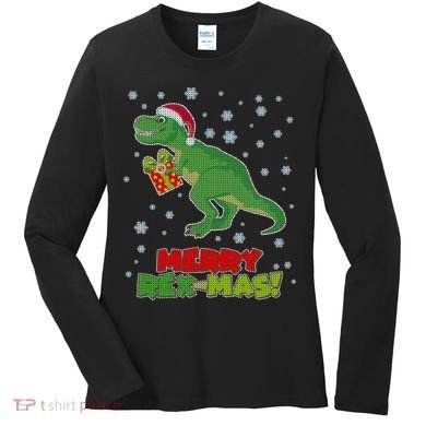 Merry Rex-Mas Ugly Christmas Women's Long Sleeve Shirt