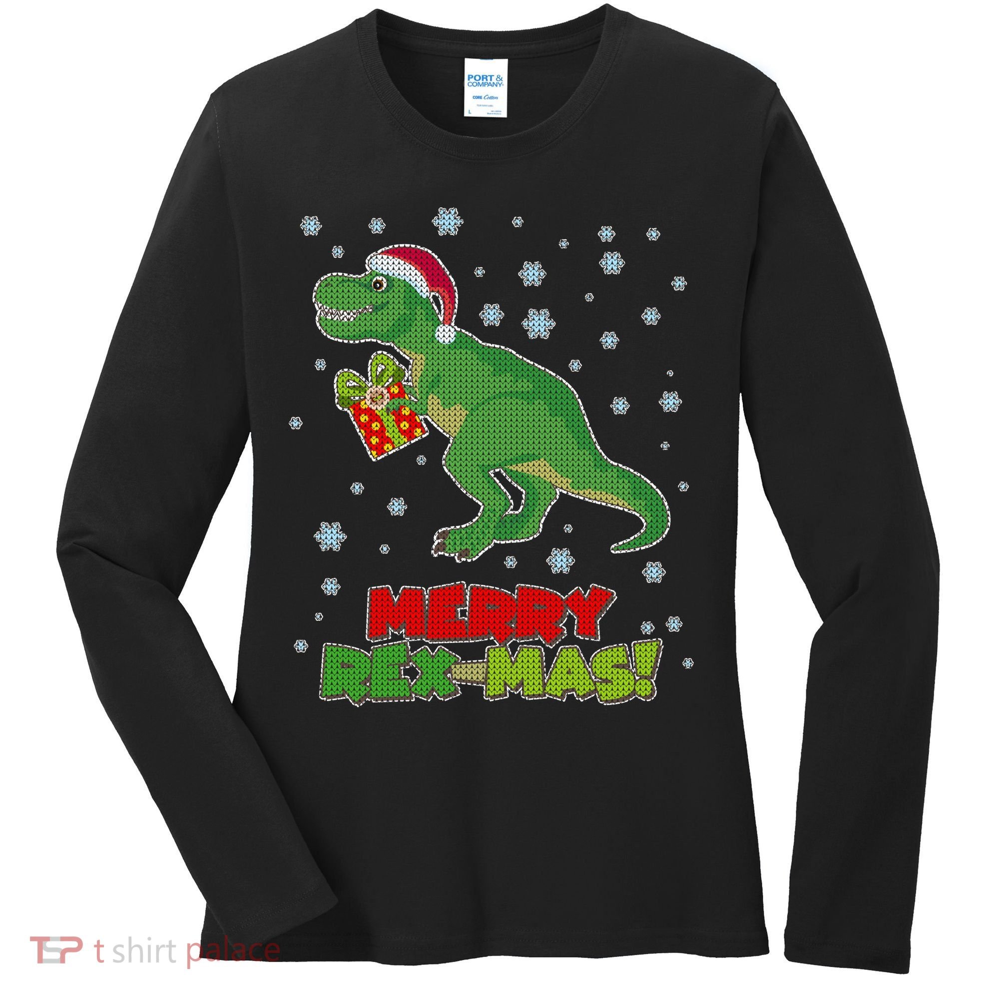 Merry Rex-Mas Ugly Christmas Women's Long Sleeve Shirt