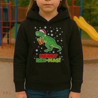Merry Rex-Mas Ugly Christmas Kids Hoodie thumb 3
