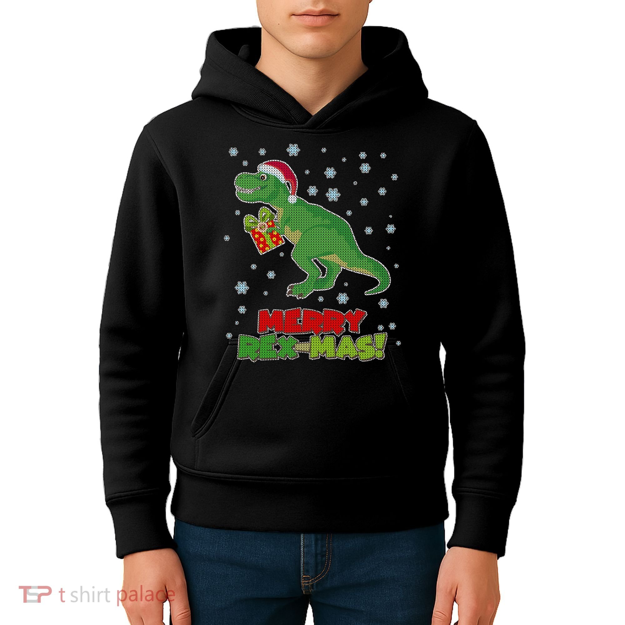 Merry Rex-Mas Ugly Christmas Kids Hoodie