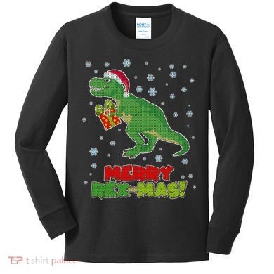 Merry Rex-Mas Ugly Christmas Kids Long Sleeve Shirt