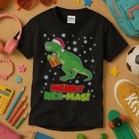 Merry Rex-Mas Ugly Christmas Kids T-Shirt thumb 3