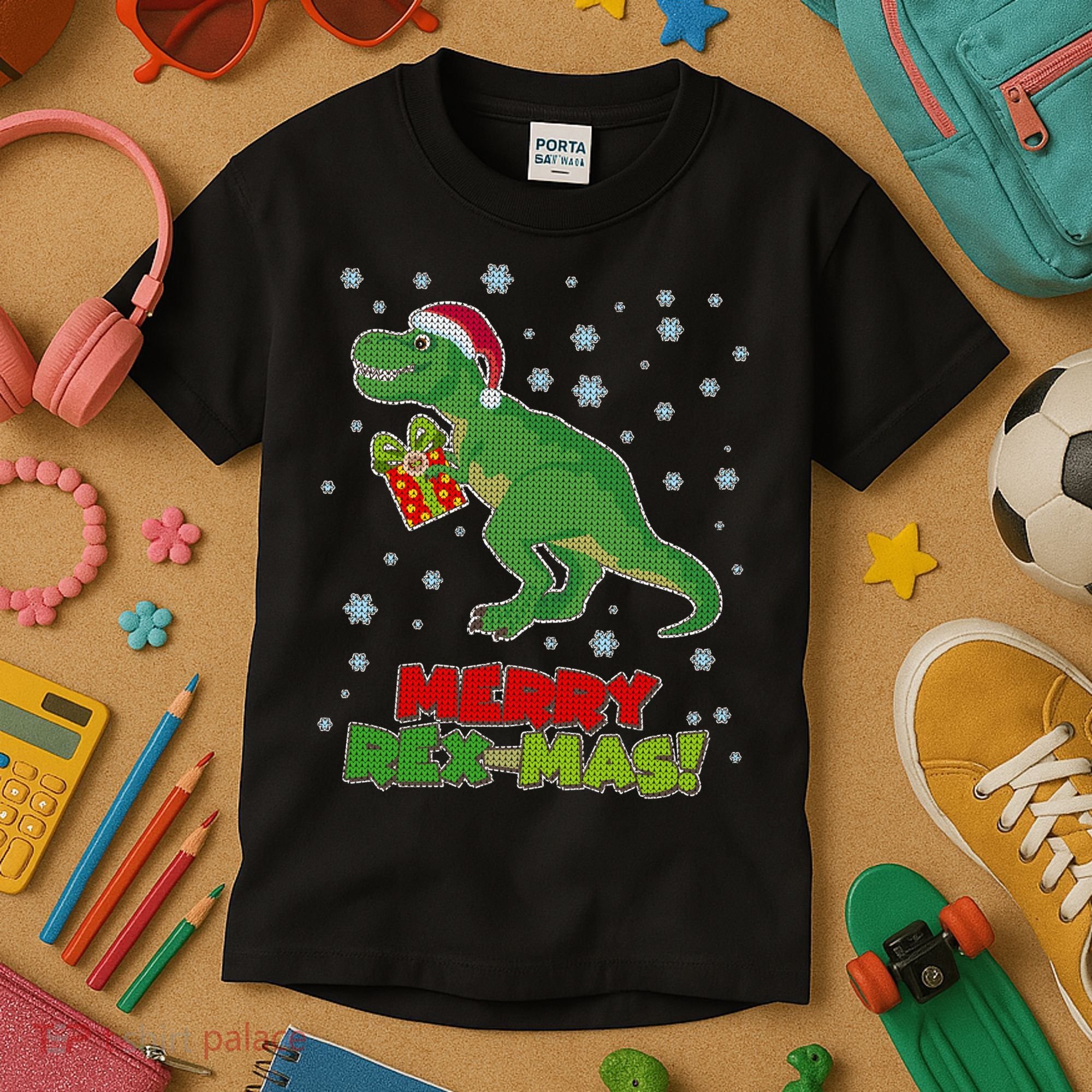Merry Rex-Mas Ugly Christmas Kids T-Shirt