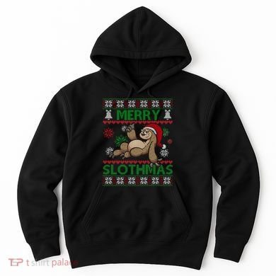 Merry Slothmas Ugly Christmas Hoodie