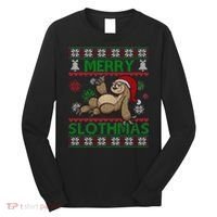 Merry Slothmas Ugly Christmas Long Sleeve Shirt thumb 0