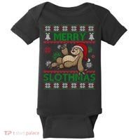 Merry Slothmas Ugly Christmas Baby Bodysuit thumb 0