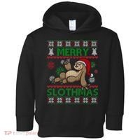 Merry Slothmas Ugly Christmas Toddler Hoodie thumb 0