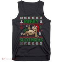 Merry Slothmas Ugly Christmas Tank Top thumb 0