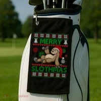 Merry Slothmas Ugly Christmas Golf Towel thumb 2