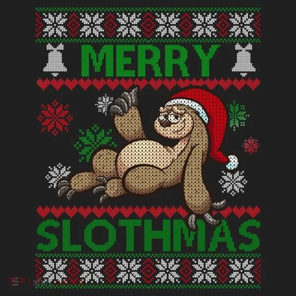 Merry Slothmas Ugly Christmas Golf Towel