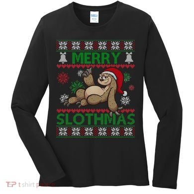 Merry Slothmas Ugly Christmas Women's Long Sleeve Shirt