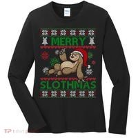 Merry Slothmas Ugly Christmas Women's Long Sleeve Shirt thumb 0