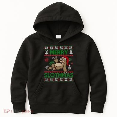 Merry Slothmas Ugly Christmas Kids Hoodie