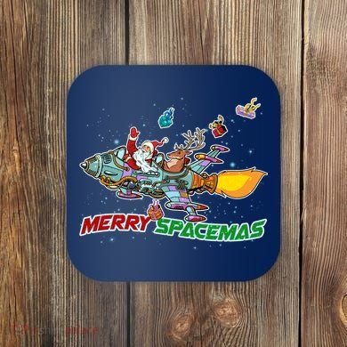 Merry Spacemas Santa Coaster