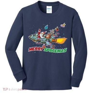 Merry Spacemas Santa Kids Long Sleeve Shirt