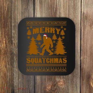 Merry Squatchmas Ugly Christmas Sweater Coaster