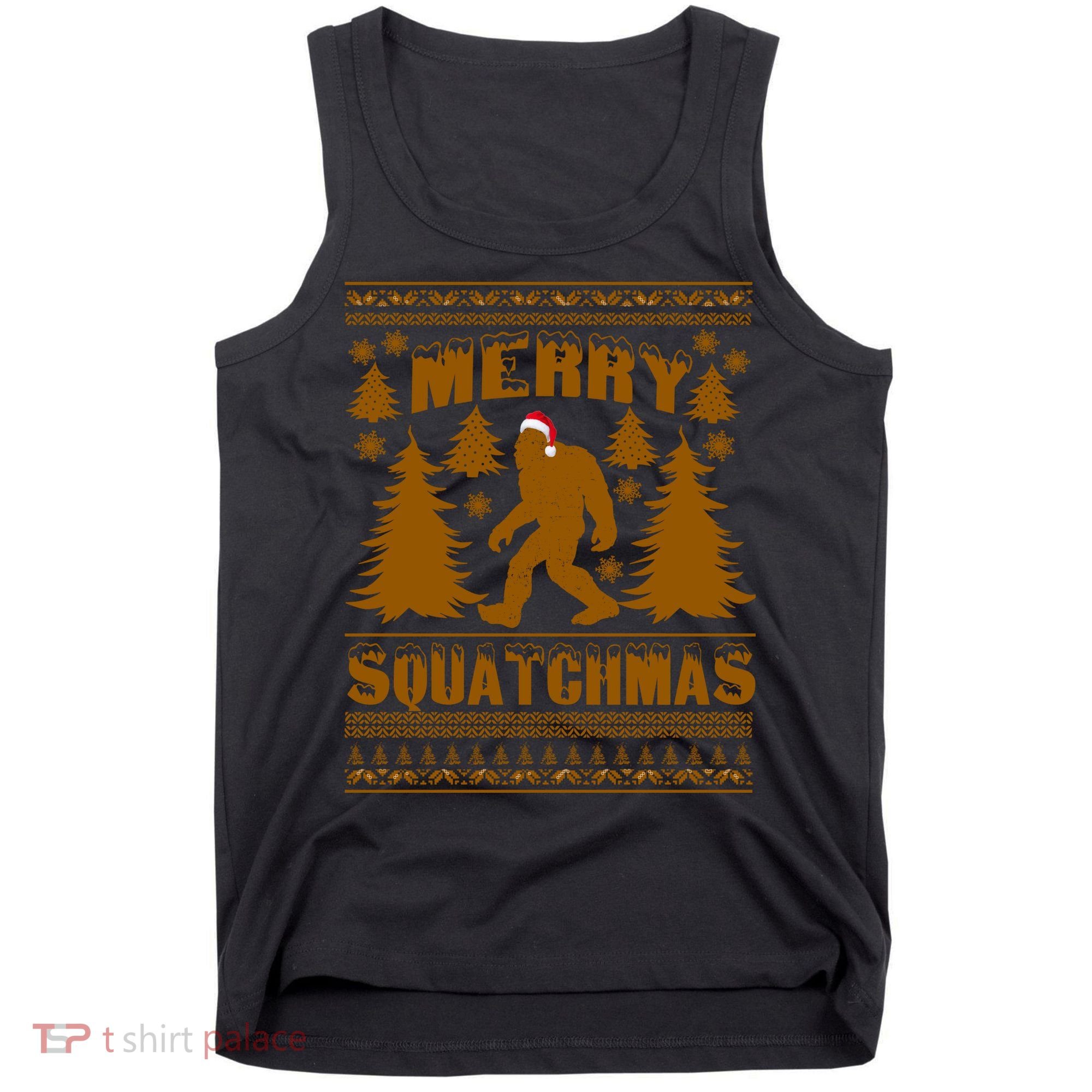 Merry Squatchmas Ugly Christmas Sweater Tank Top
