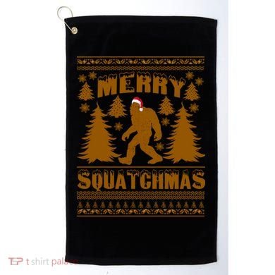 Merry Squatchmas Ugly Christmas Sweater Golf Towel