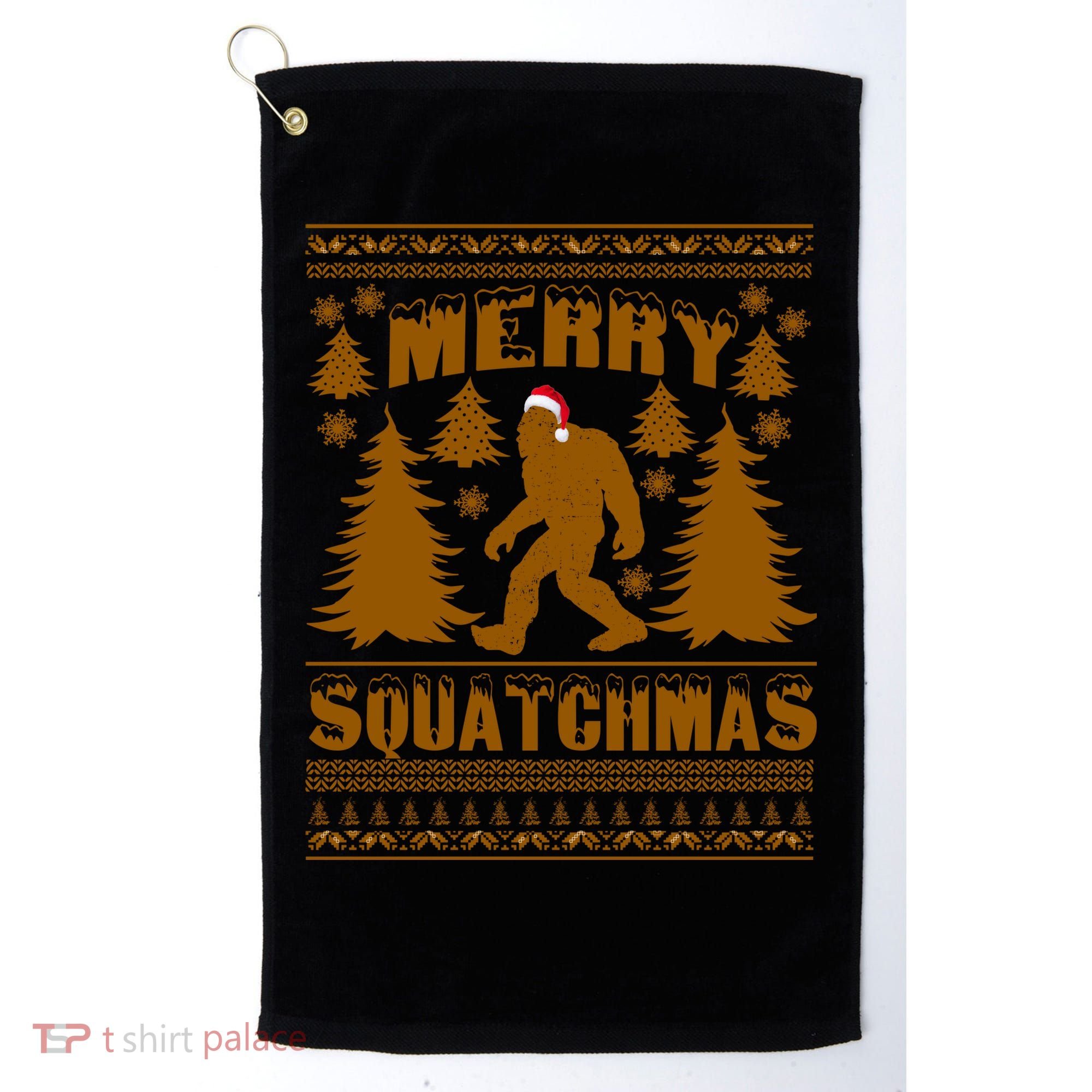 Merry Squatchmas Ugly Christmas Sweater Golf Towel
