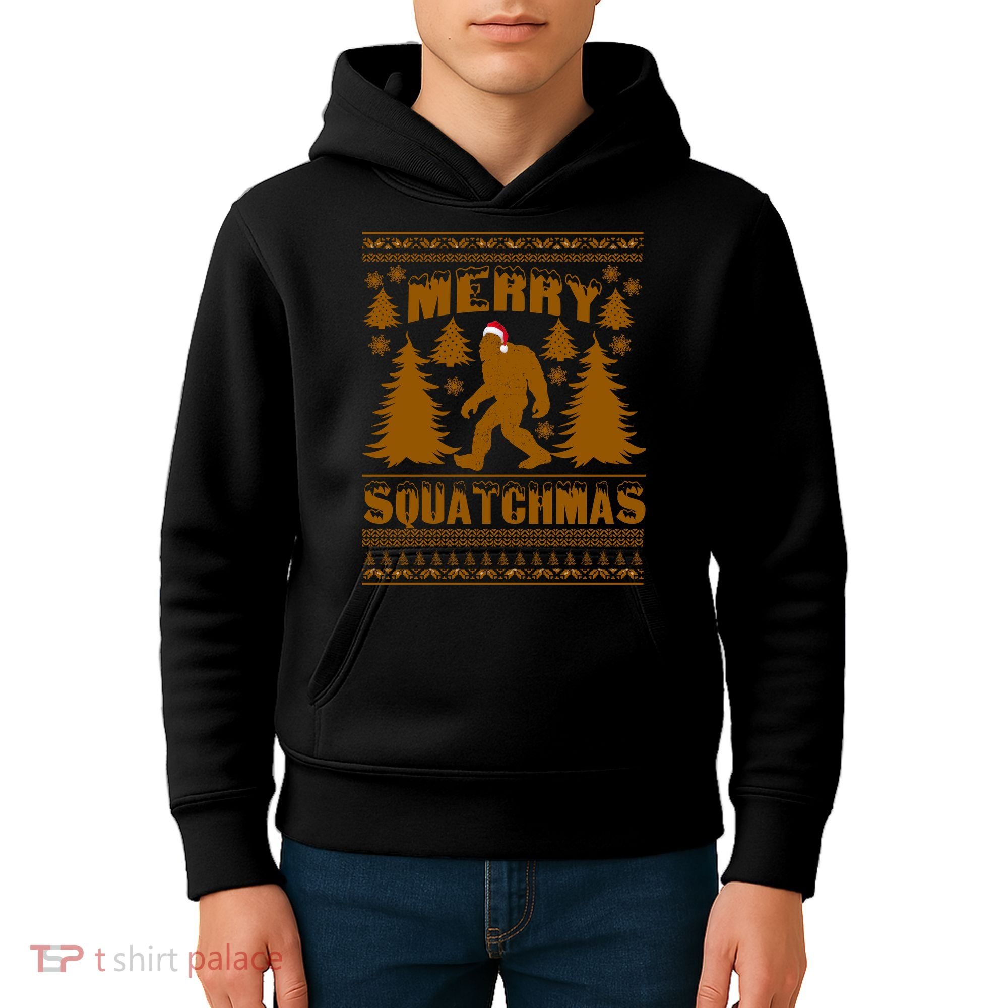 Merry Squatchmas Ugly Christmas Sweater Kids Hoodie