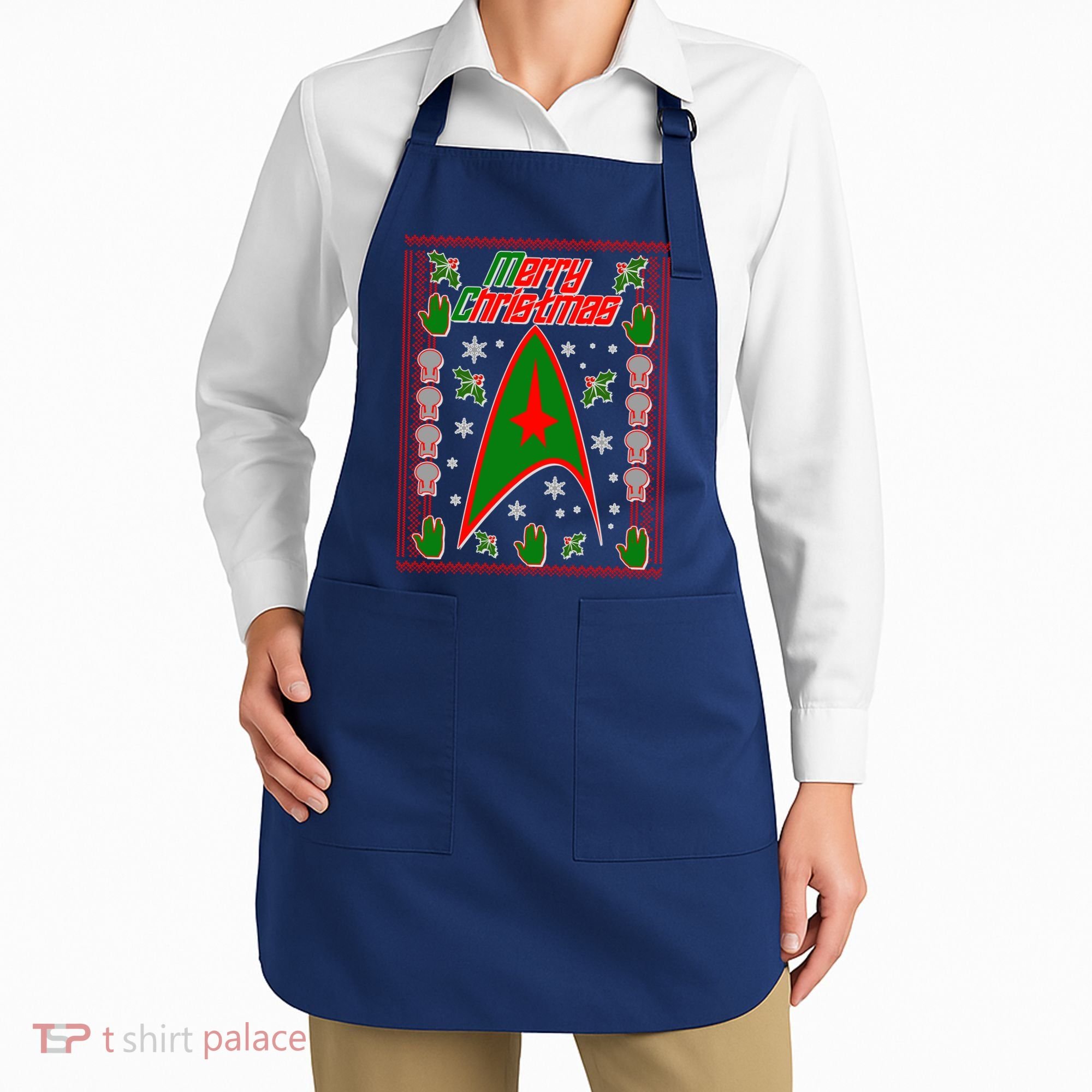 Merry Starfleet Christmas Ugly Sweater Apron