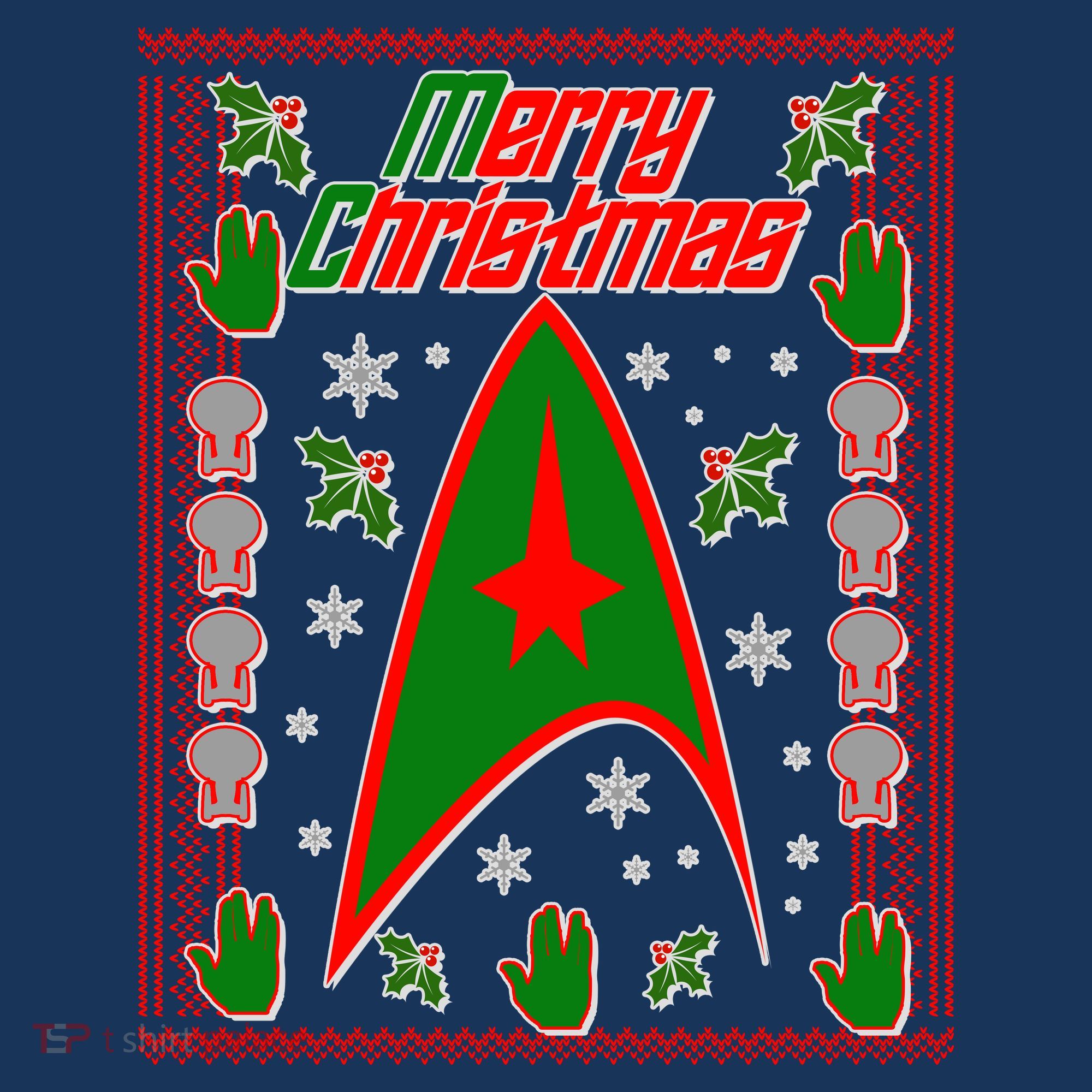 Merry Starfleet Christmas Ugly Sweater Baby Bodysuit