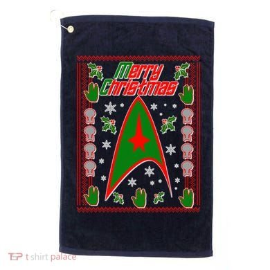 Merry Starfleet Christmas Ugly Sweater Golf Towel