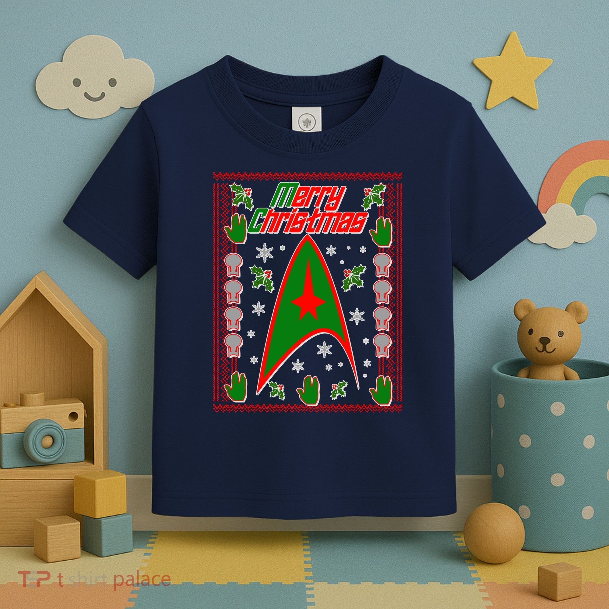 Merry Starfleet Christmas Ugly Sweater Toddler T-Shirt