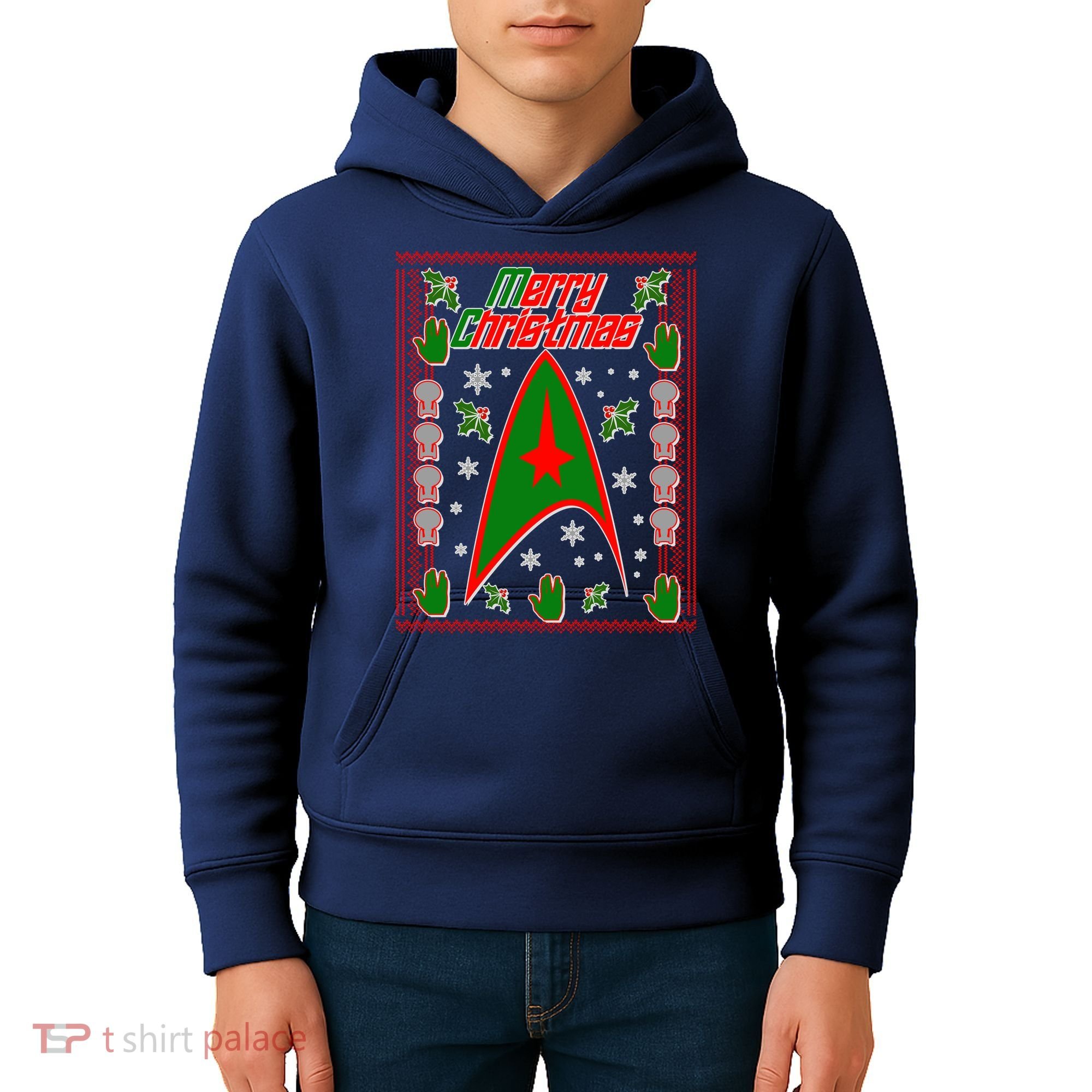 Merry Starfleet Christmas Ugly Sweater Kids Hoodie