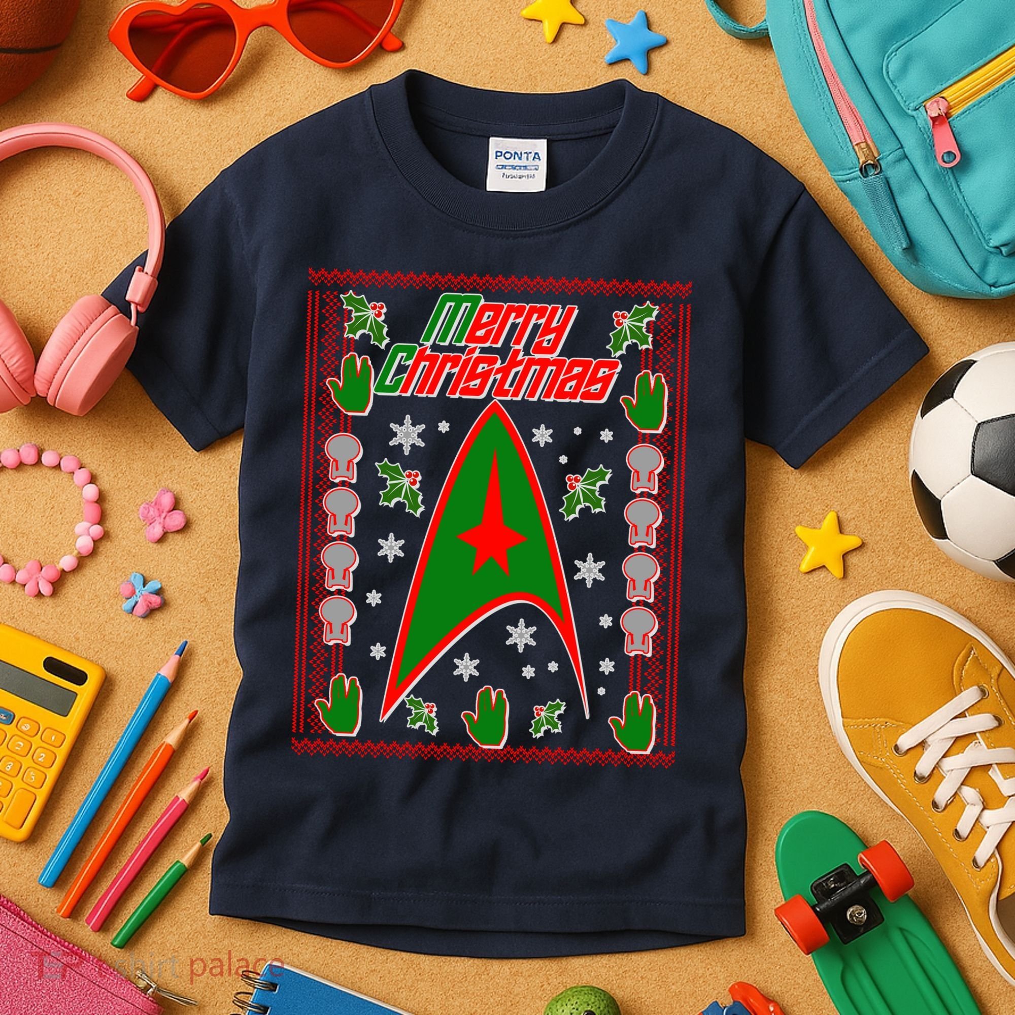 Merry Starfleet Christmas Ugly Sweater Kids T-Shirt