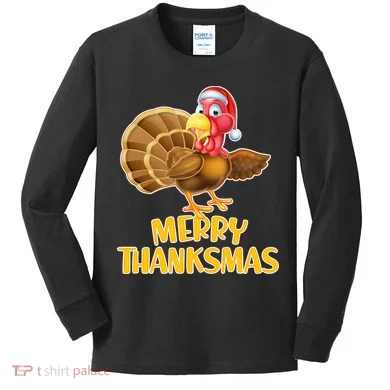 Merry Thanksmas Turkey Kids Long Sleeve Shirt