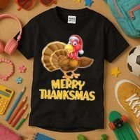 Merry Thanksmas Turkey Kids T-Shirt thumb 3
