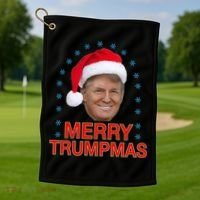 Merry Trumpmas Trump Christmas Golf Towel thumb 1