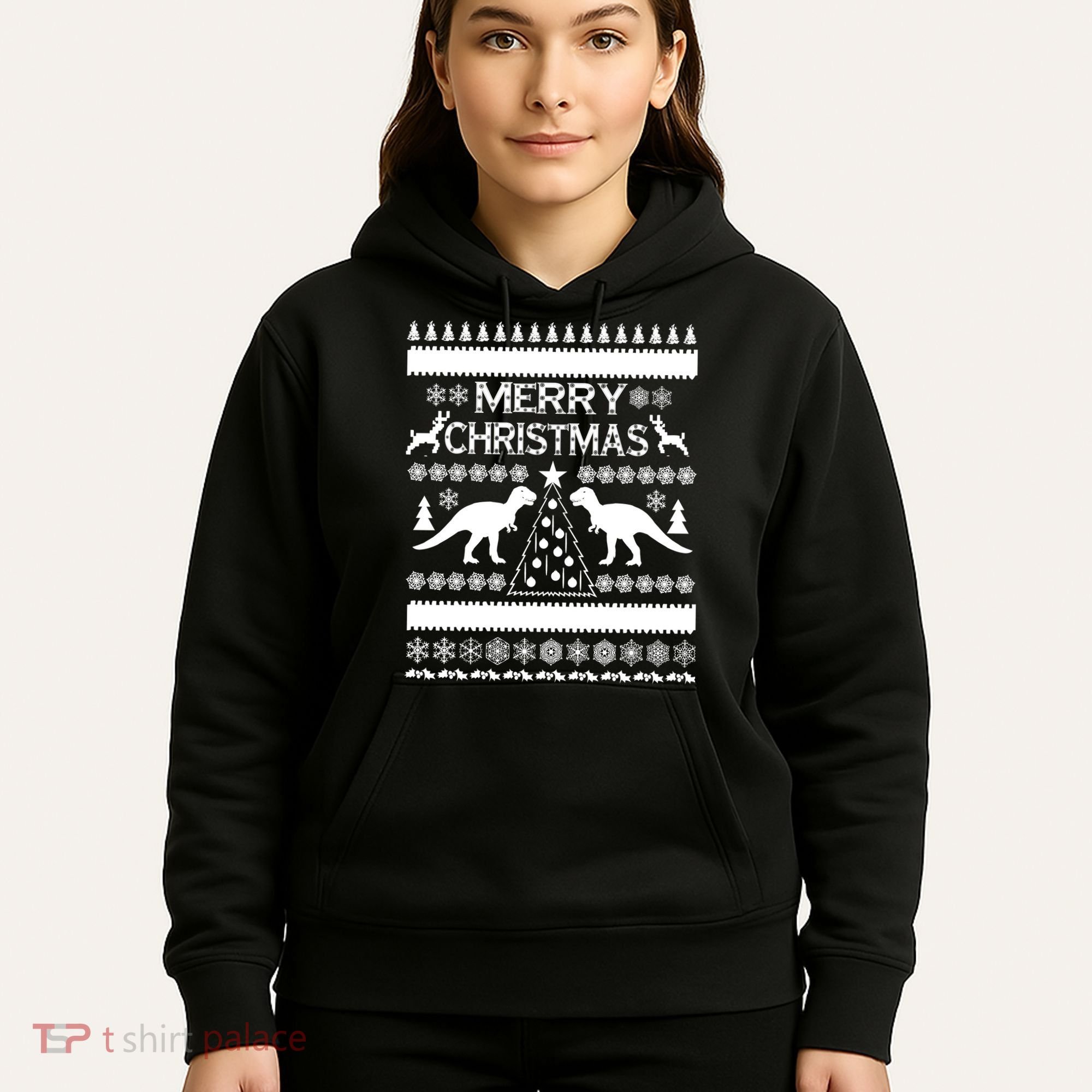 Merry Ugly Christmas T-Rex Sweater Hoodie