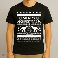 Merry Ugly Christmas T-Rex Sweater T-Shirt thumb 3