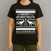 Merry Ugly Christmas T-Rex Sweater T-Shirt thumb 4
