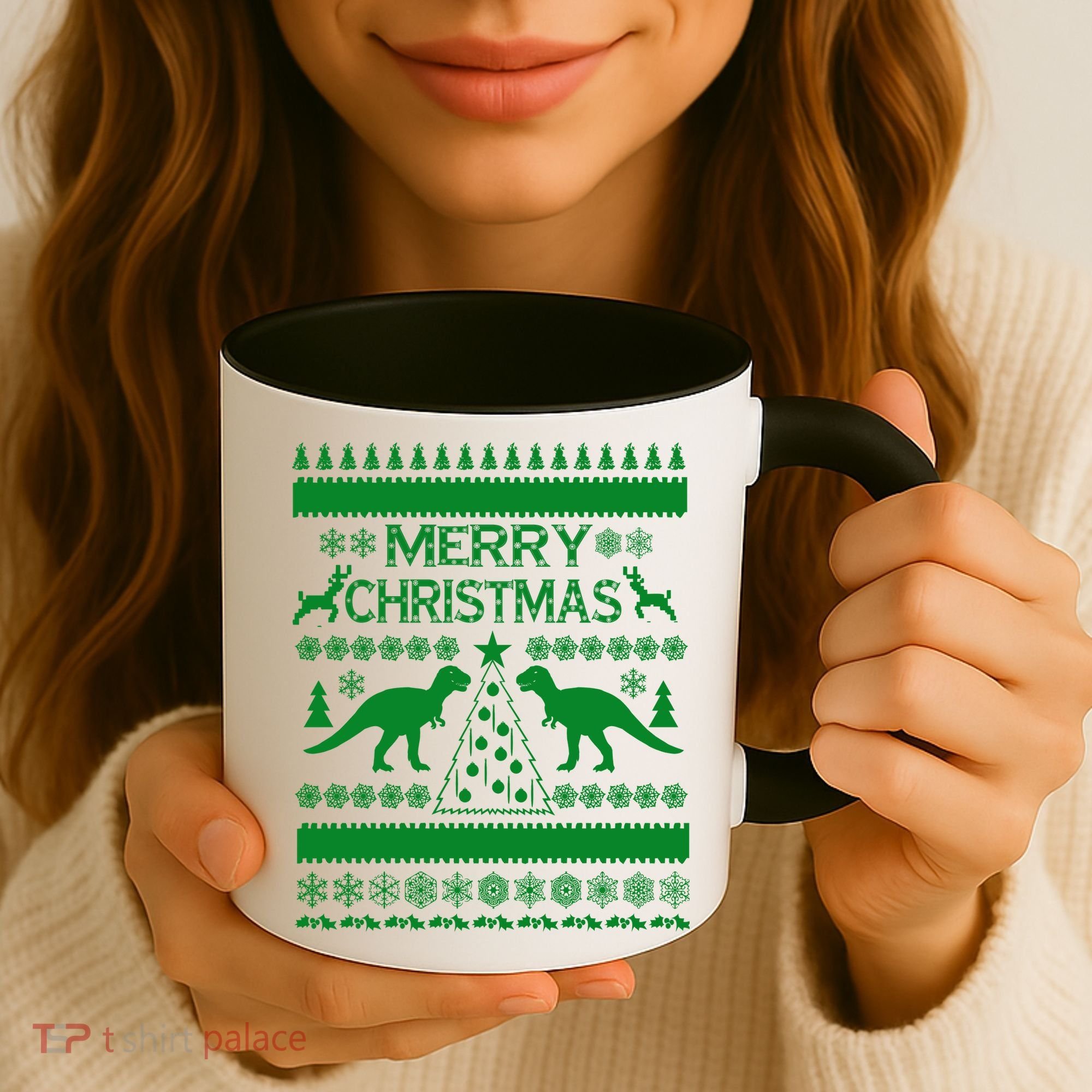 Merry Ugly Christmas T-Rex Sweater Coffee Mug