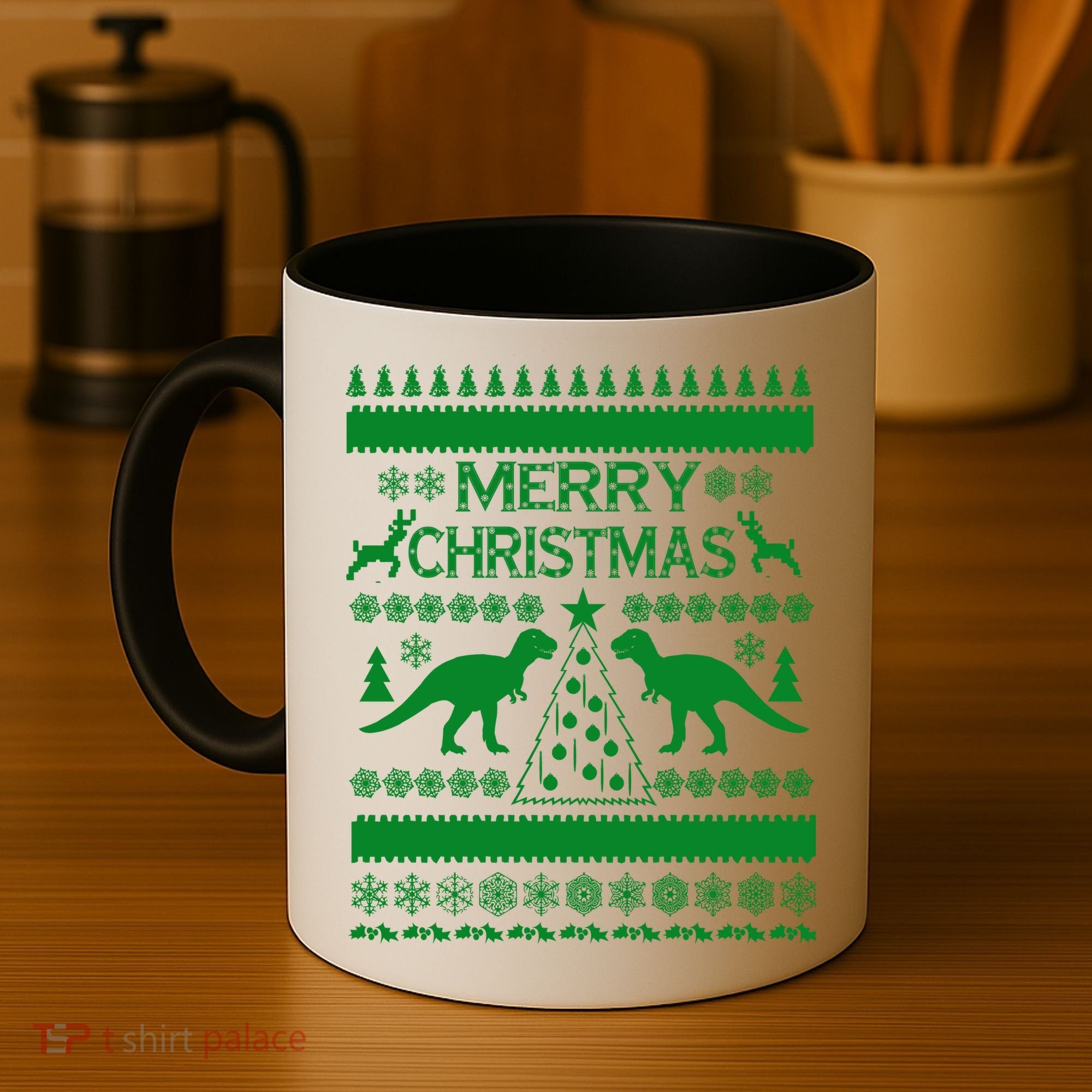 Merry Ugly Christmas T-Rex Sweater Coffee Mug
