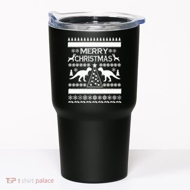 Merry Ugly Christmas T-Rex Sweater Tumbler