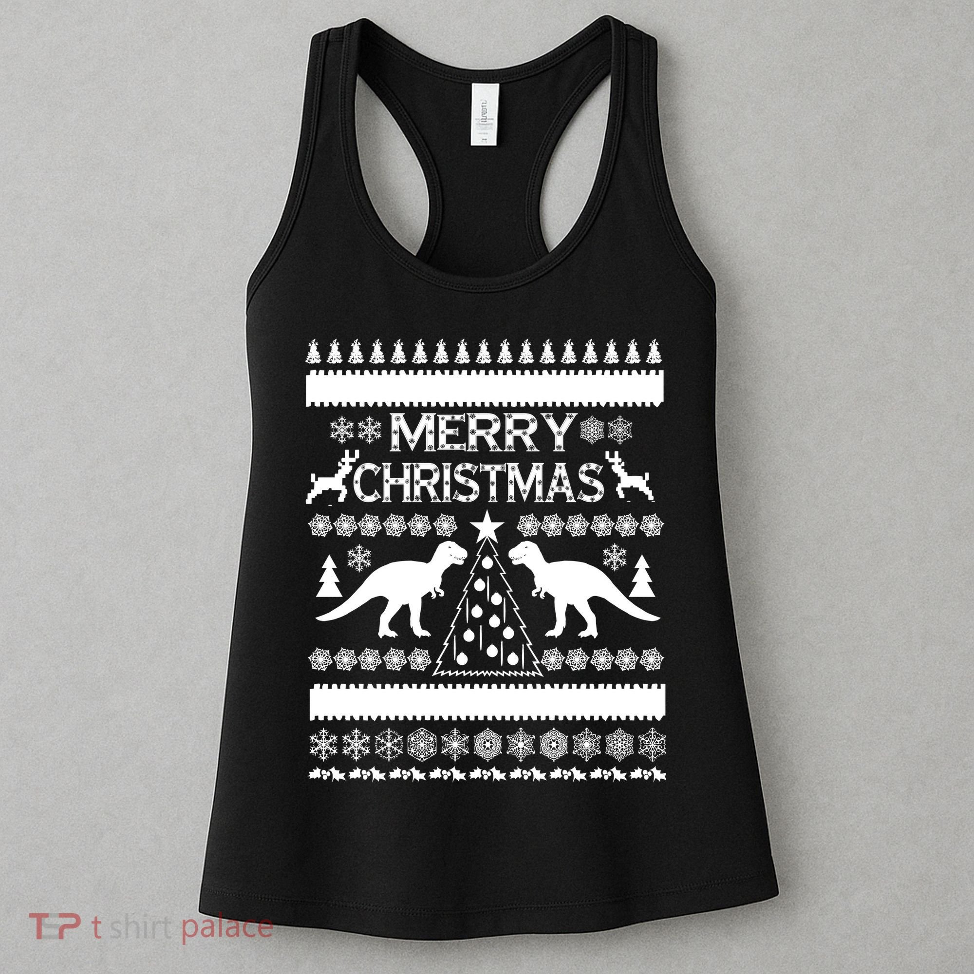 Merry Ugly Christmas T-Rex Sweater Women's Tank Top