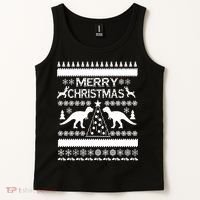 Merry Ugly Christmas T-Rex Sweater Tank Top thumb 2