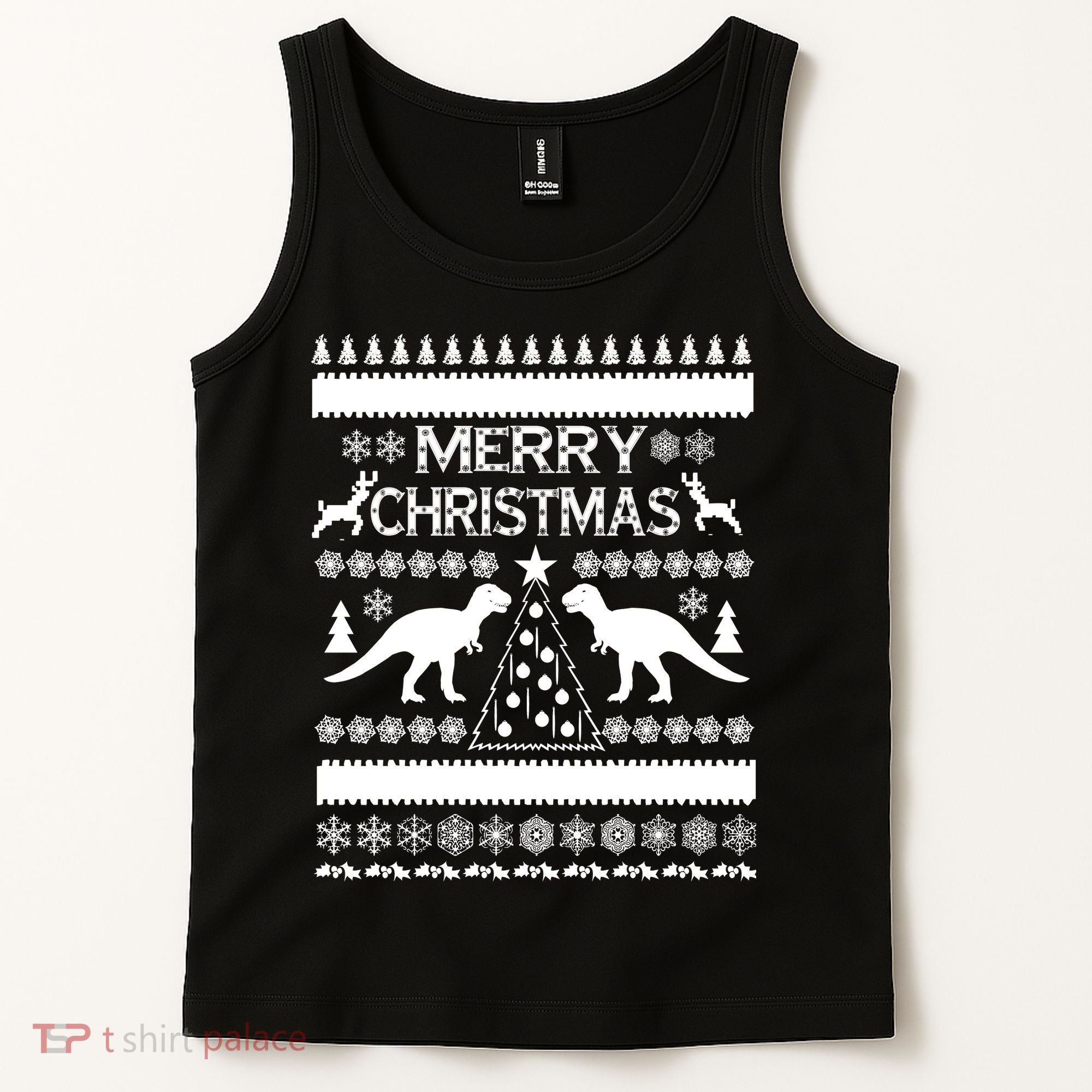 Merry Ugly Christmas T-Rex Sweater Tank Top